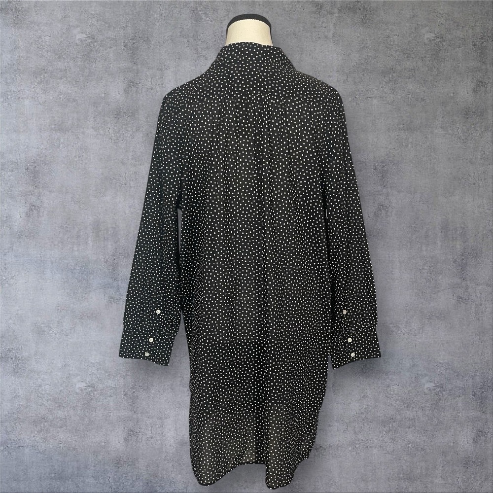 J Crew Relaxed Fit Shirt Dress Womens XL Black Polka Dots 100% Cotton Beach - Picture 4 of 9